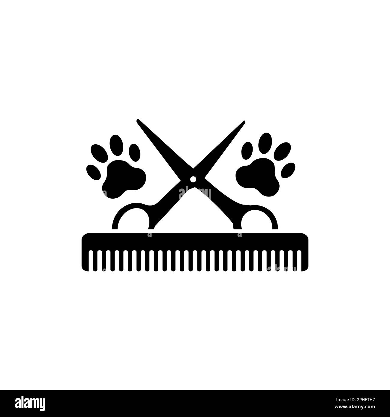 Illustration animal grooming. Hairdresser for dogs and cats symbol. Stock Vector