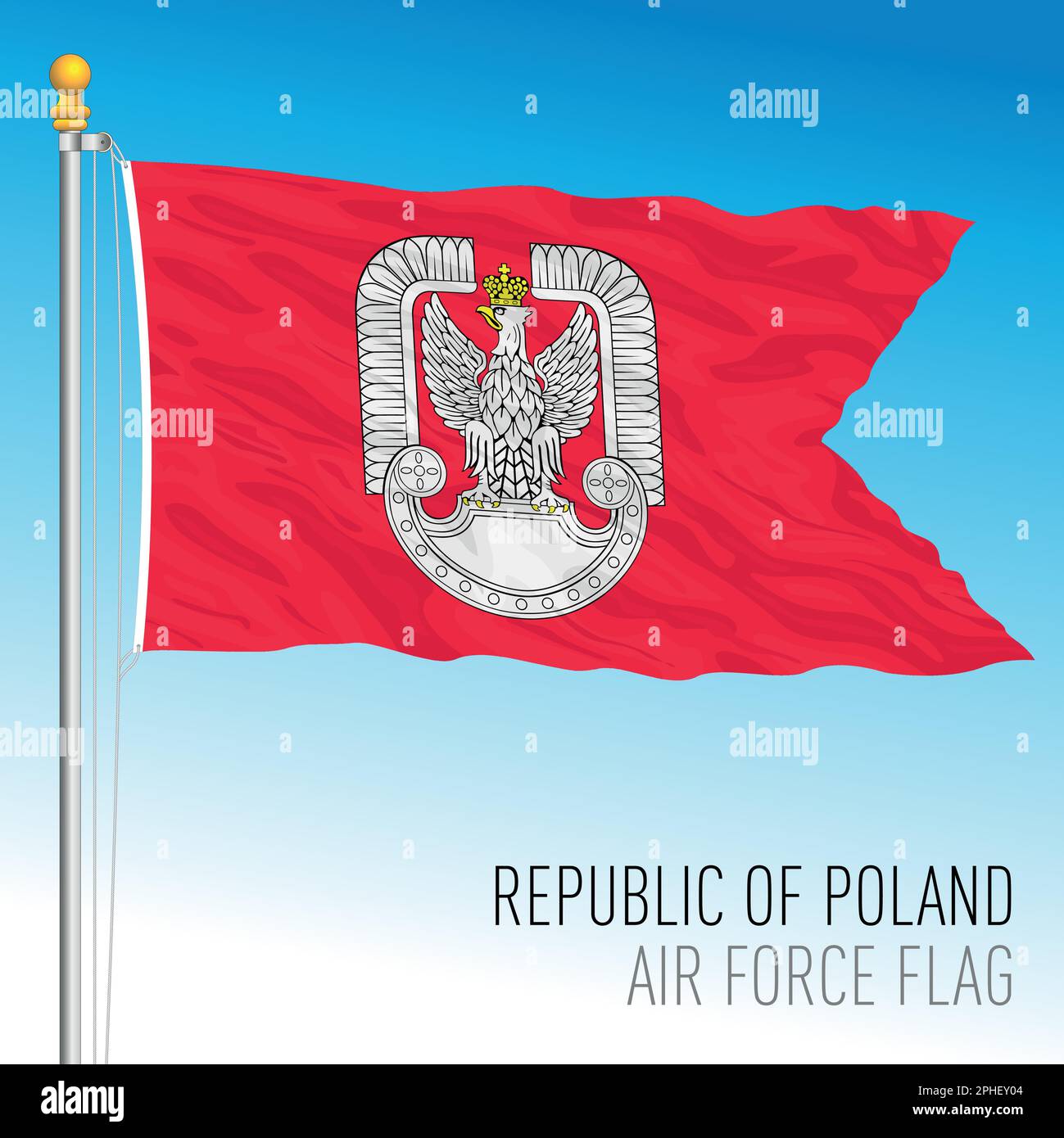 Republic of Poland, Air Force flag, european country, vector illustration Stock Vector