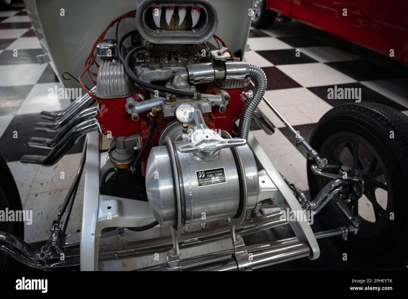 Detail of a Hot Rod based on a 1931 Chevrolet Coupe and Buick bigblock