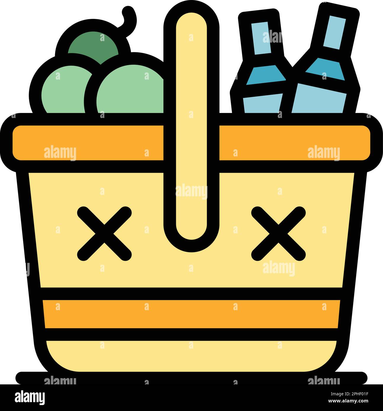 Picnic basket icon. Outline Picnic basket vector icon for web design