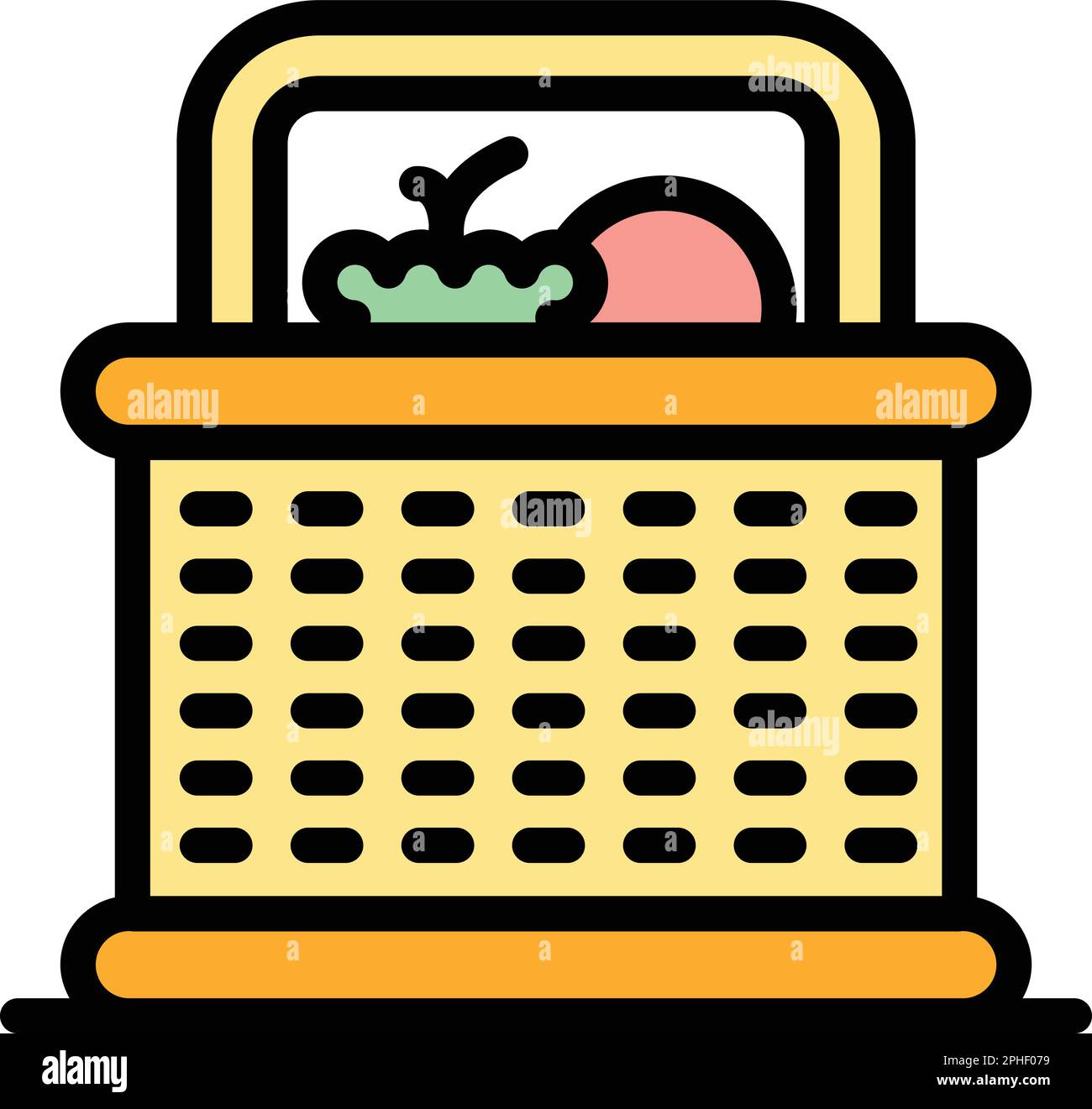 Grocery picnic basket icon. Outline Grocery picnic basket vector icon ...