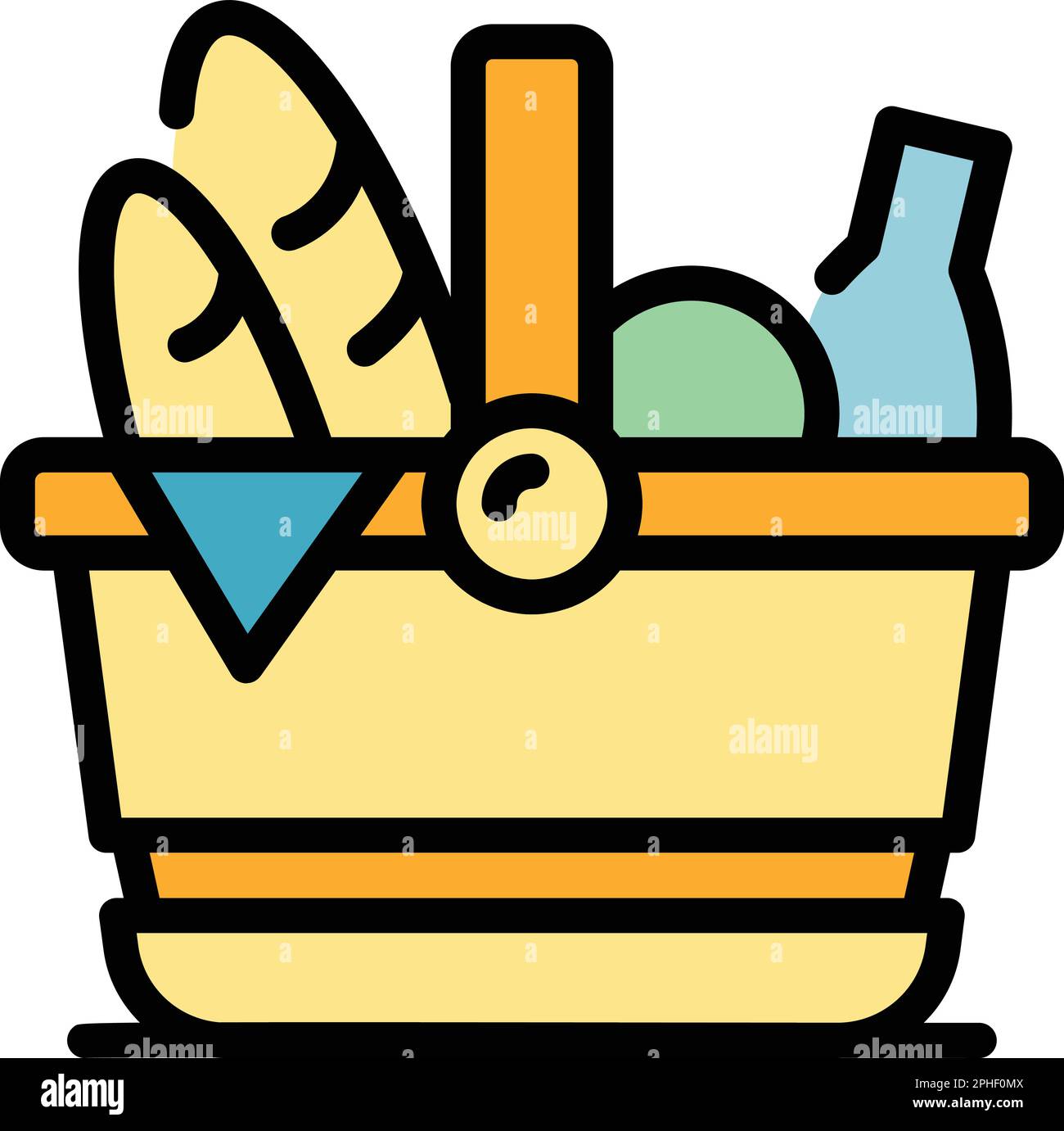 Summer picnic basket icon. Outline Summer picnic basket vector icon for