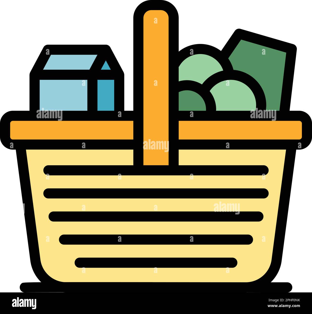 Spring picnic basket icon. Outline Spring picnic basket vector icon for