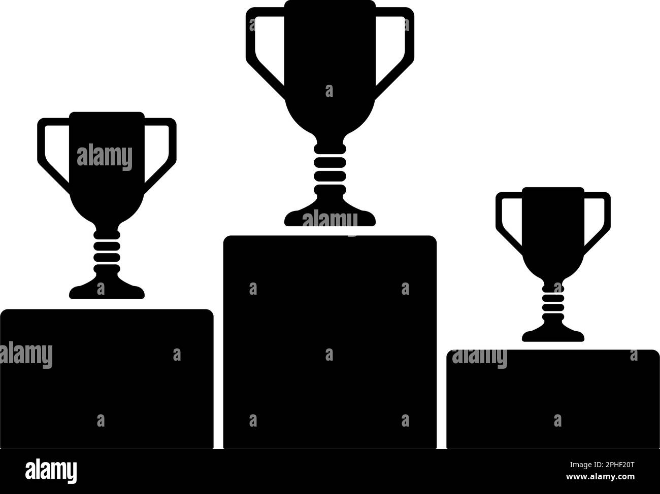 Trophy on winners podium icon symbol. Flat vector illustration Stock