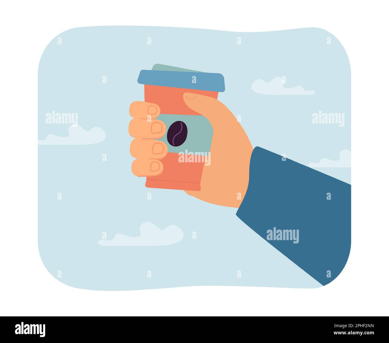 Hand holding reusable cup of coffee flat vector illustration Stock ...