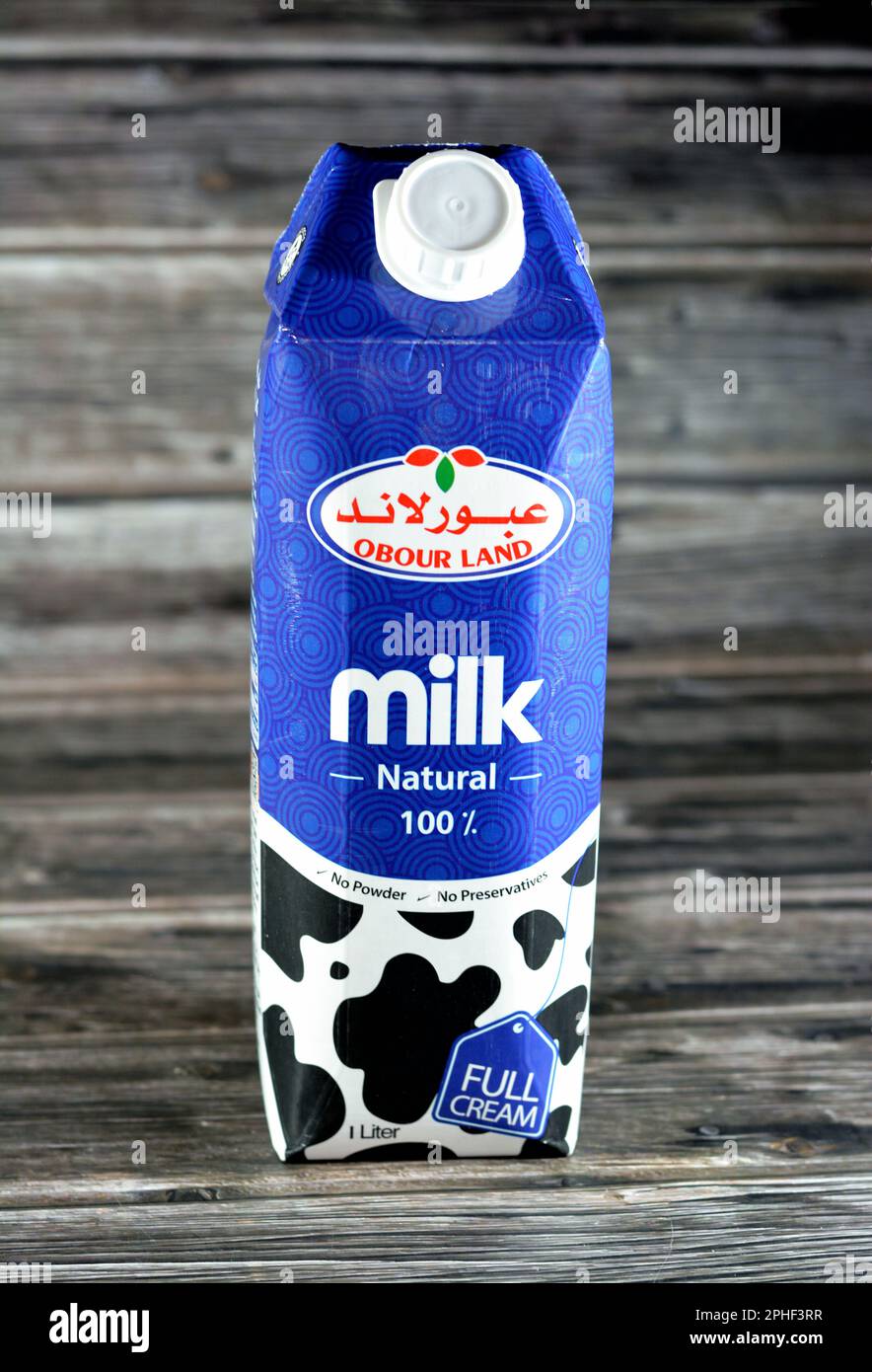 Cairo, Egypt, March 16 2023 Obour Land full cream fresh cow's milk