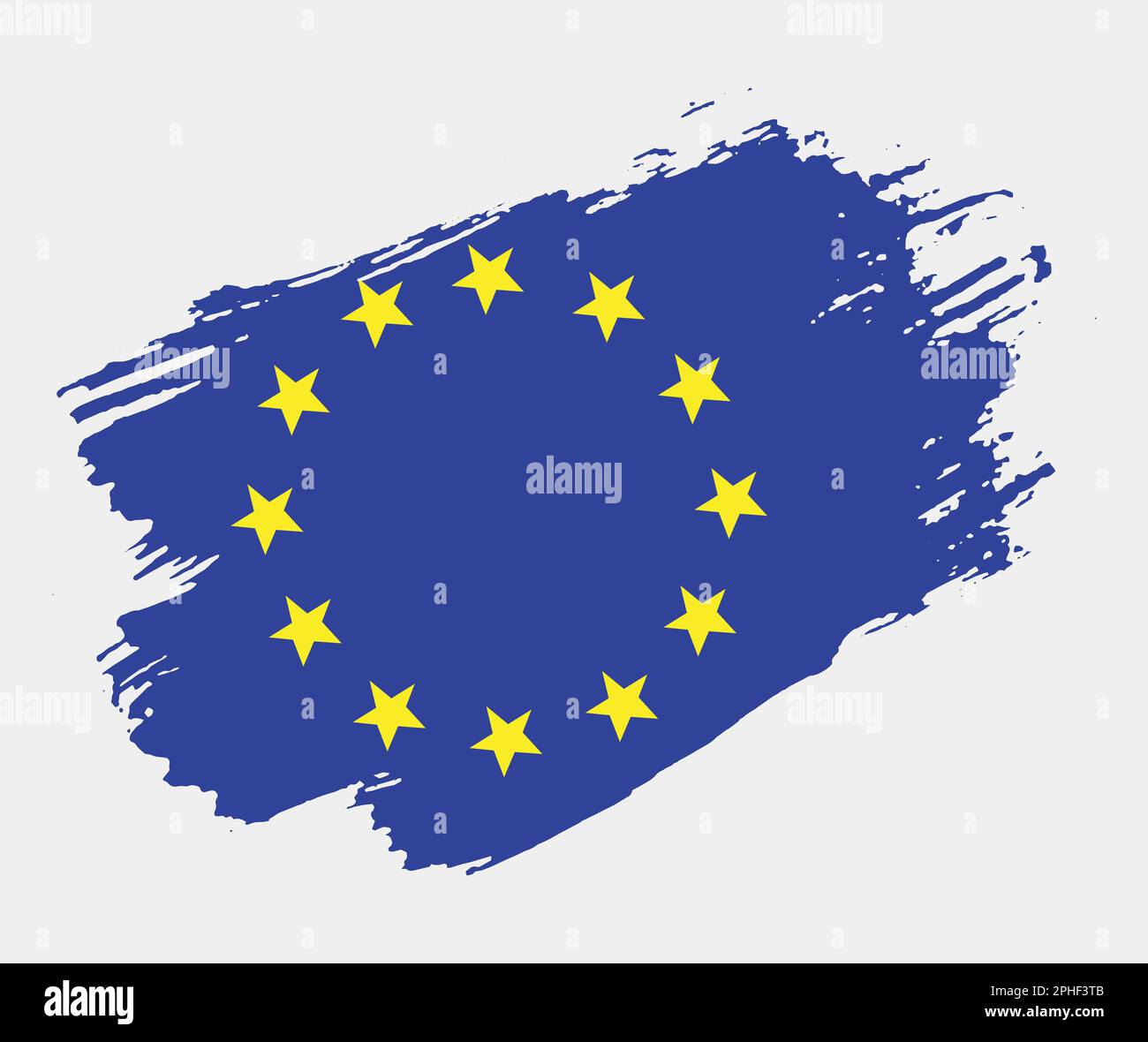 Artistic grunge brush flag of European Union isolated on white ...