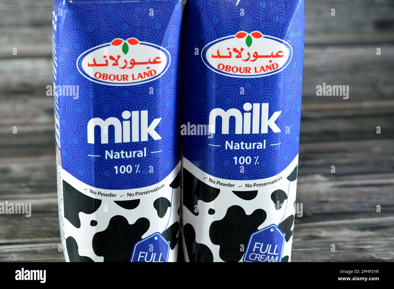 Cairo, Egypt, March 16 2023 Obour Land full cream fresh cow's milk