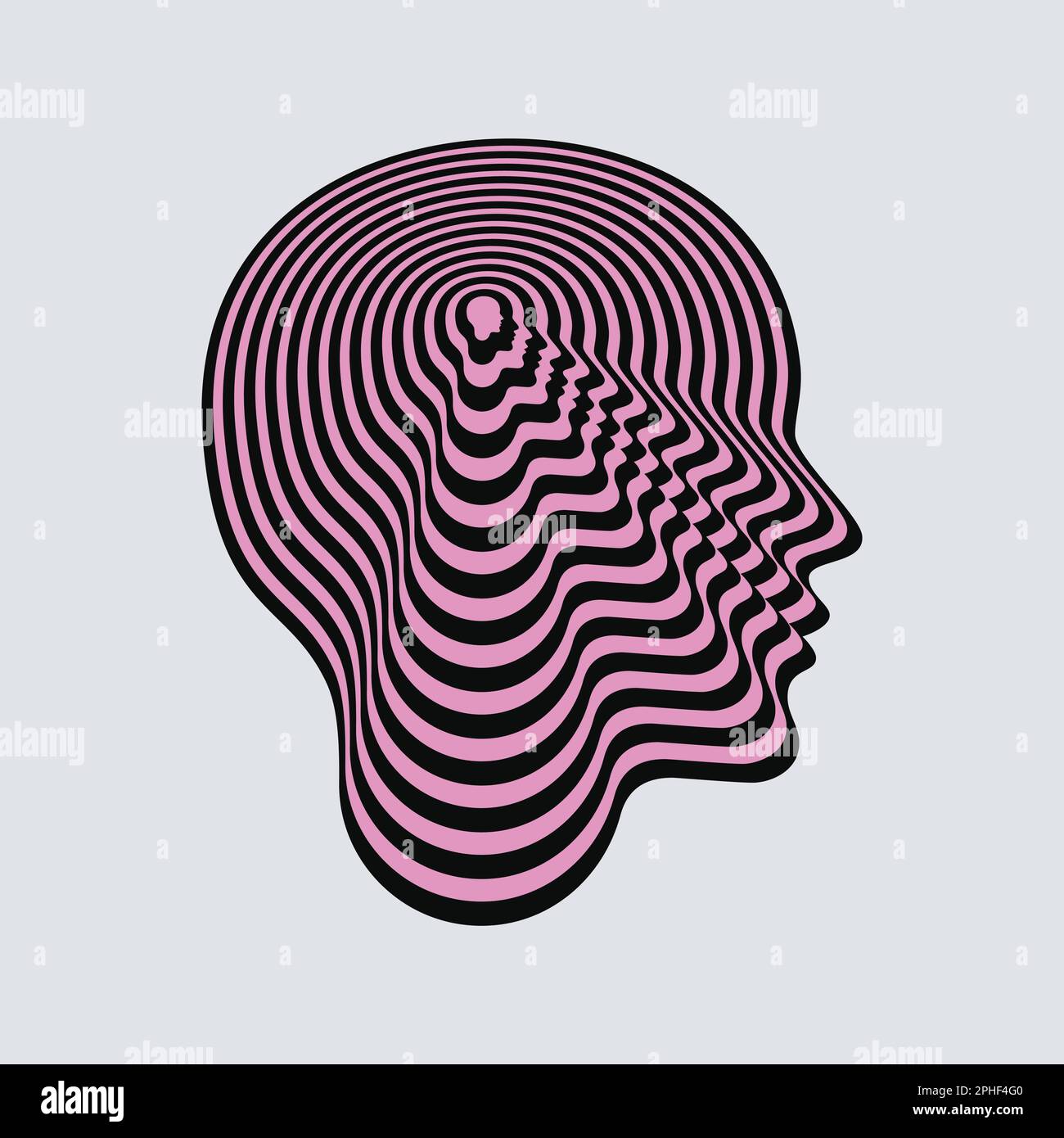 Woman profile. Silhouette of head with concentric psychedelic pattern Stock  Vector Image & Art - Alamy