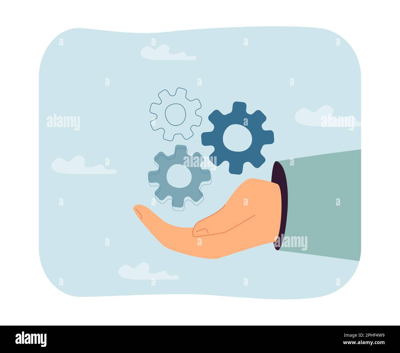 Gear wheels on hand flat vector illustration Stock Vector Image & Art ...