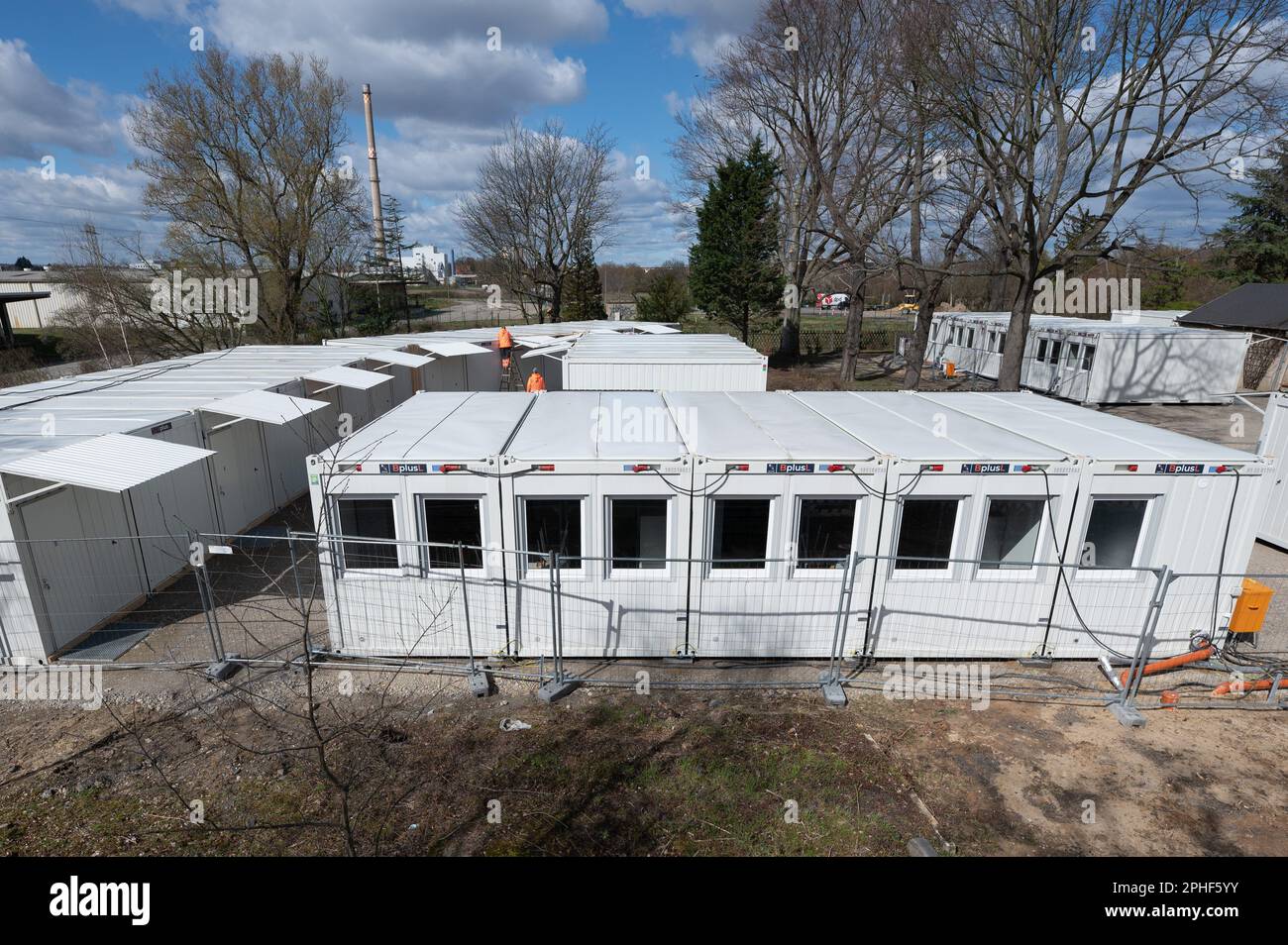 Dresden, Germany. 28th Mar, 2023. Housing containers for a refugee