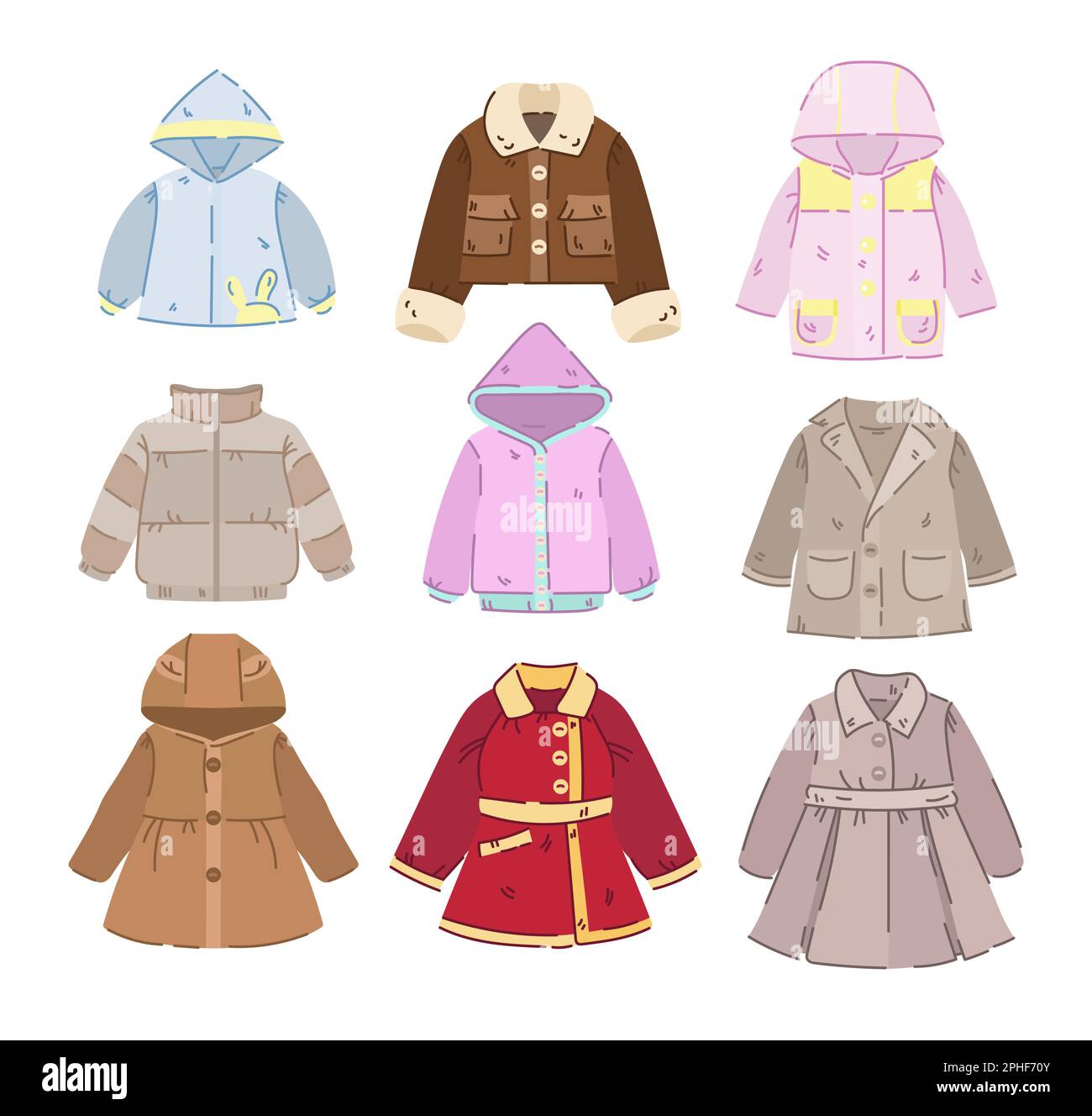 Kids coats and jackets cartoon illustration set Stock Vector Image & Art Alamy