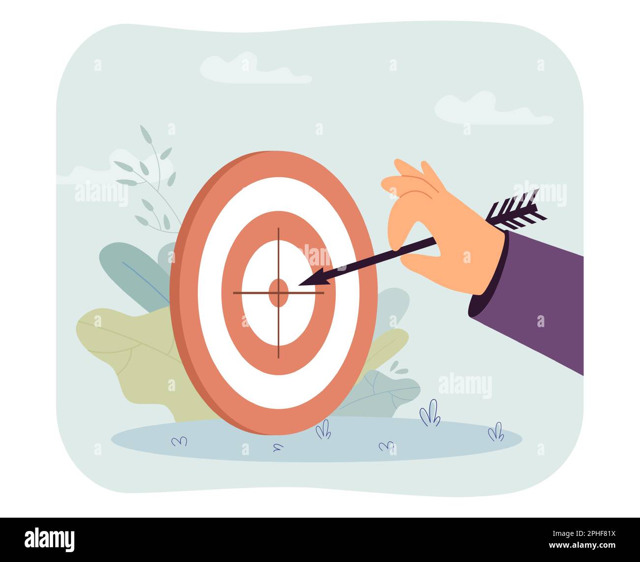 Arrow in center of dart board flat vector illustration Stock Vector ...