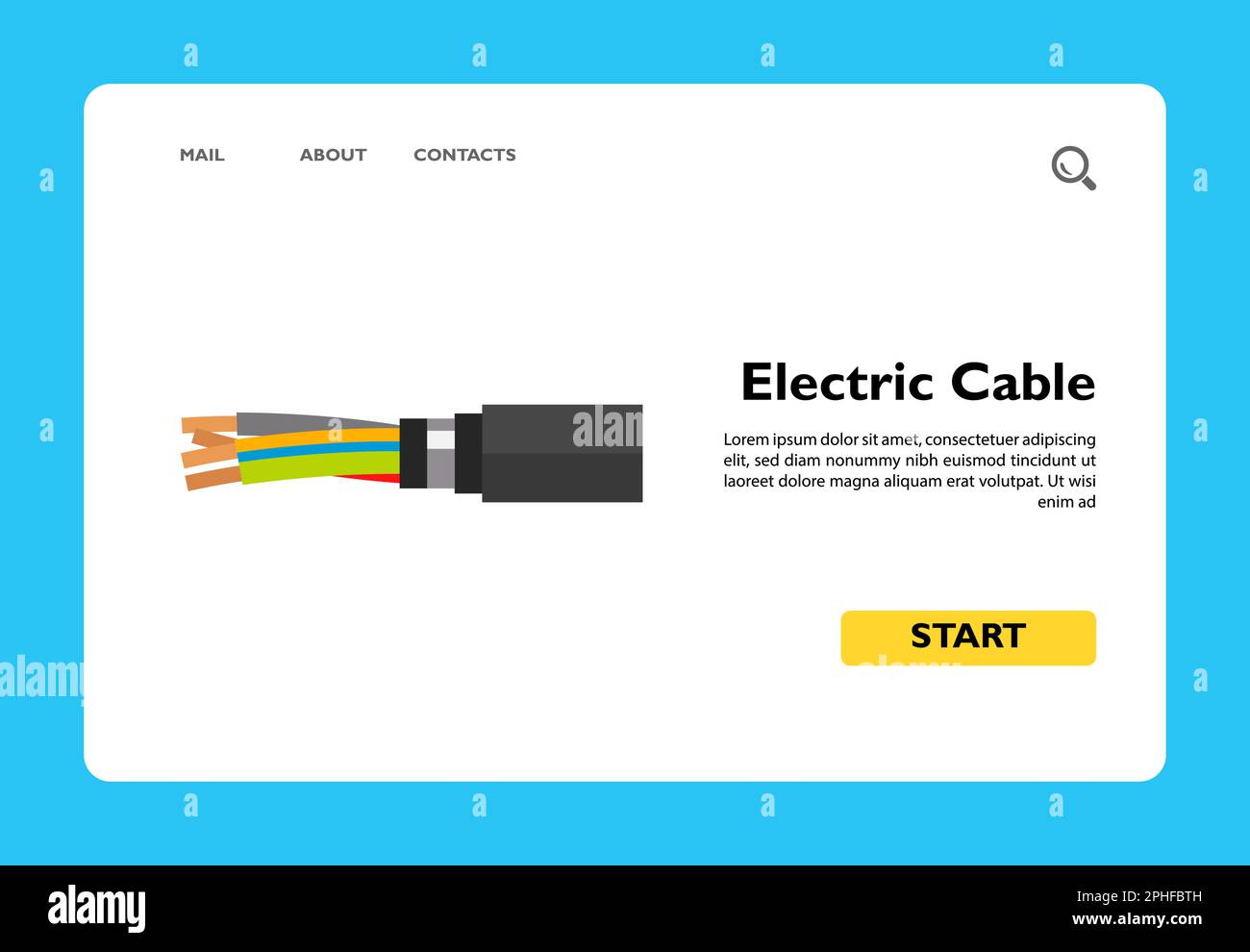 Four-wire Armored Electric Copper Cable Stock Vector