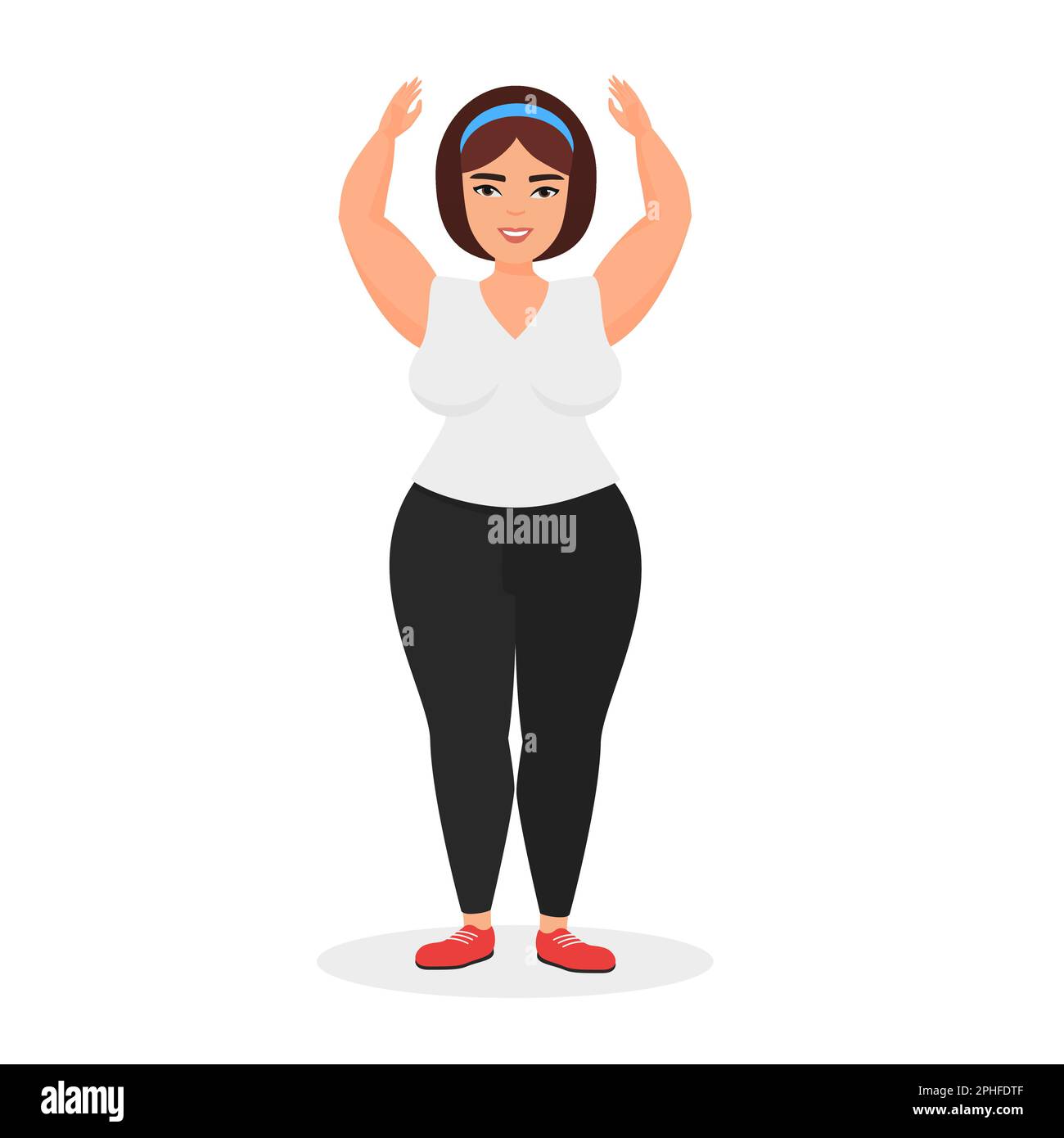 Fitness girls Plus Size. Health sport in club. Set of Fat Woman