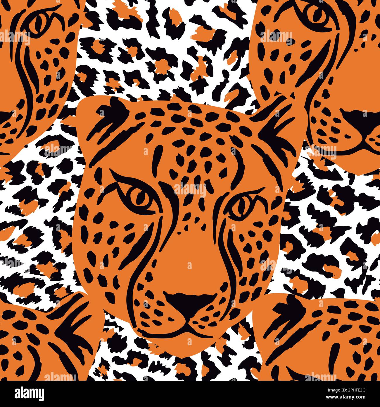 Leopard seamless pattern. Hand drawn vector illustration for your ...