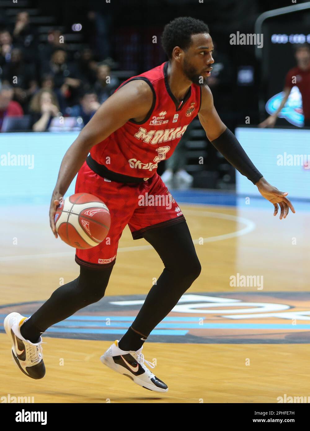 Jordan LOYD of AS Monaco during the French cup, Top 8, quarter-finals  Basketball match between ƒlan bŽarnais Pau-Lacq-Orthez and AS Monaco on  March 18, 2023 at Arena Loire in Trelaze, France -