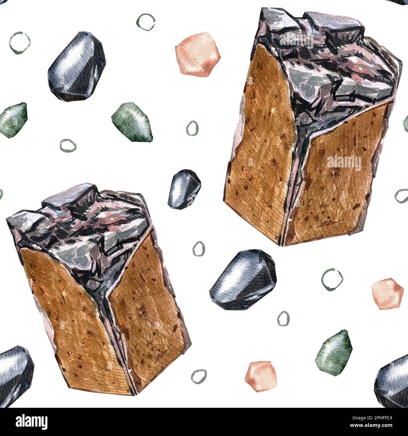 Seamless pattern set grey rock stones with mountain red clay soil ...