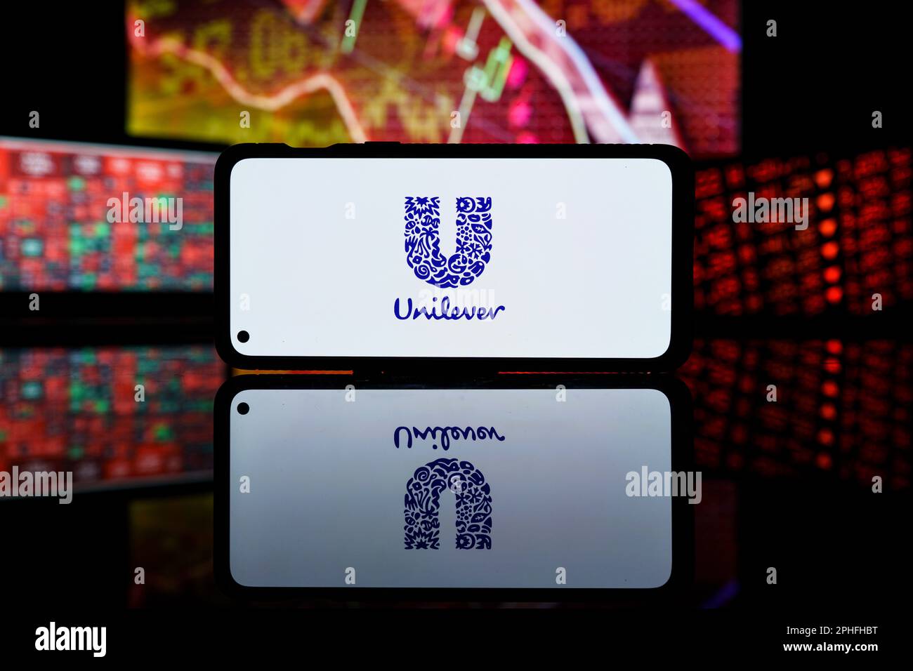 Unilever company shares dropped down at stock market.Unilever company