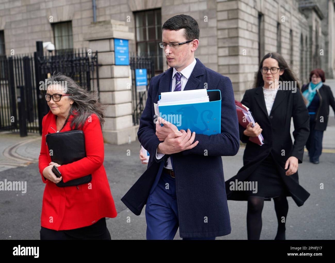 Irish teacher Enoch Burke, with his mother Martina Burke (left) and his