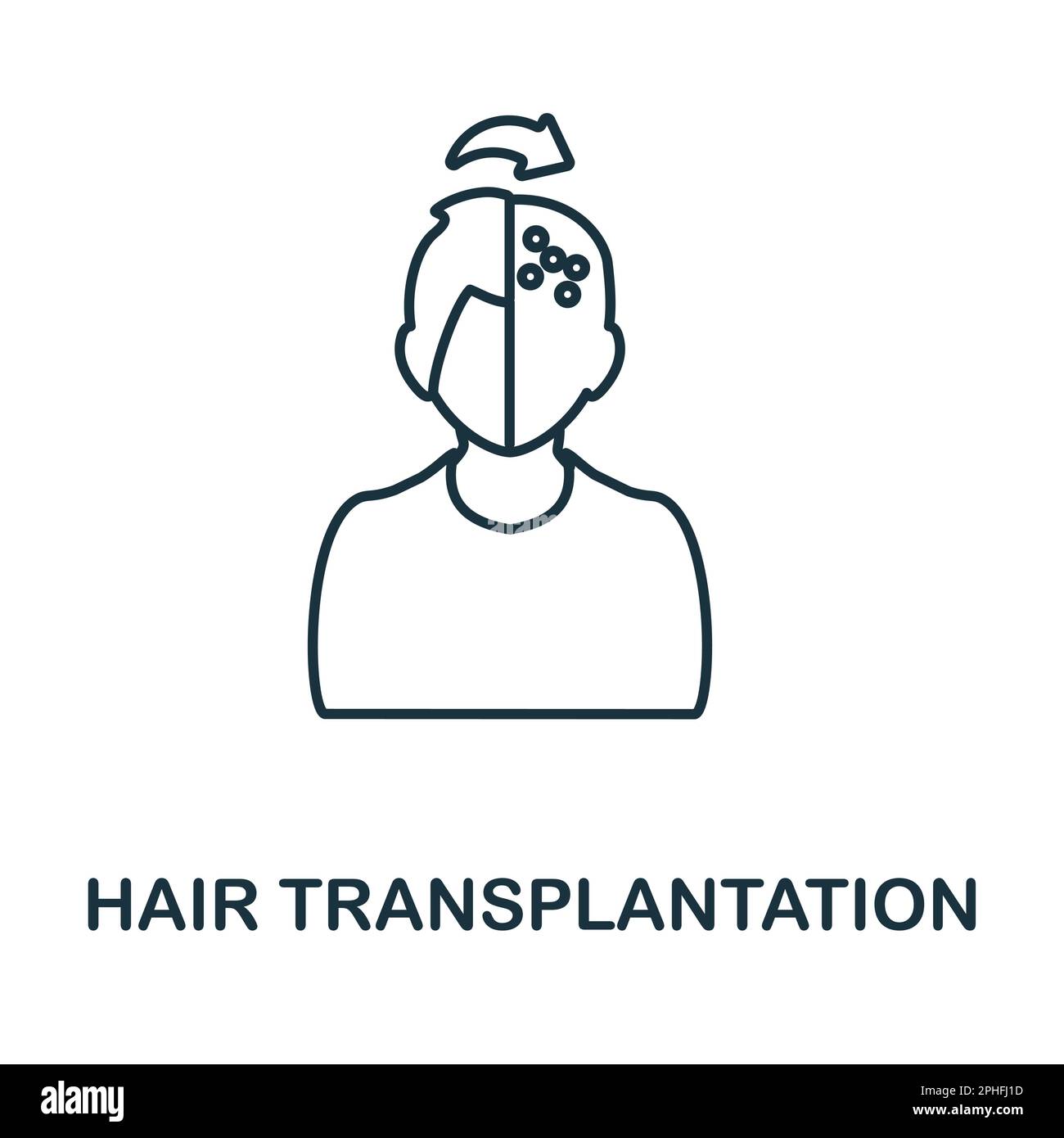 Hair Transplantation line icon. Element sign from transplantation collection. Flat Hair Transplantation outline icon sign for web design, infographics Stock Vector