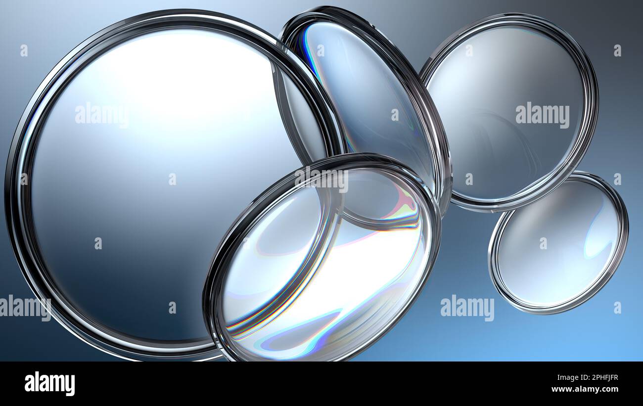 transparent blue Scattered lenses refraction Abstract delicate and ...