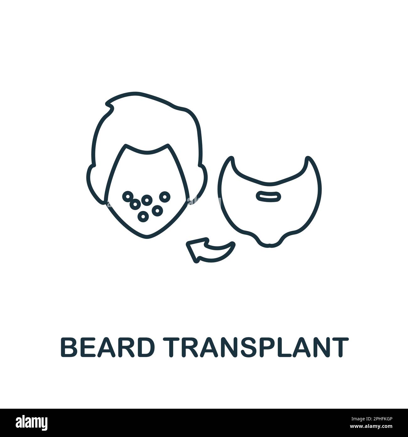 Beard Transplant line icon. Element sign from transplantation collection. Flat Beard Transplant outline icon sign for web design, infographics and Stock Vector