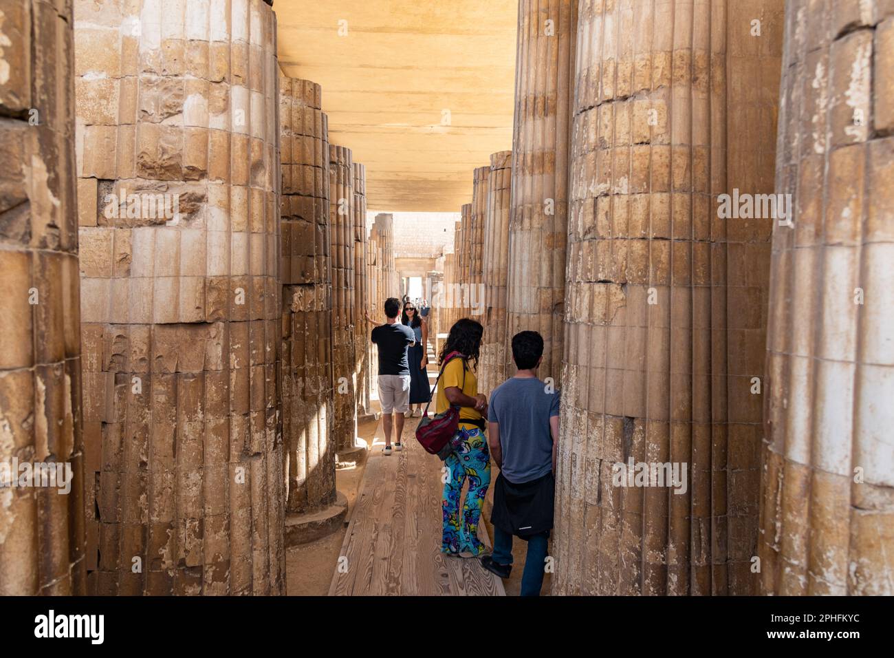 The colonnaded entrance to the Pyramid of Djoser complex at the Saqqara necropolis in Giza, Egypt Stock Photo