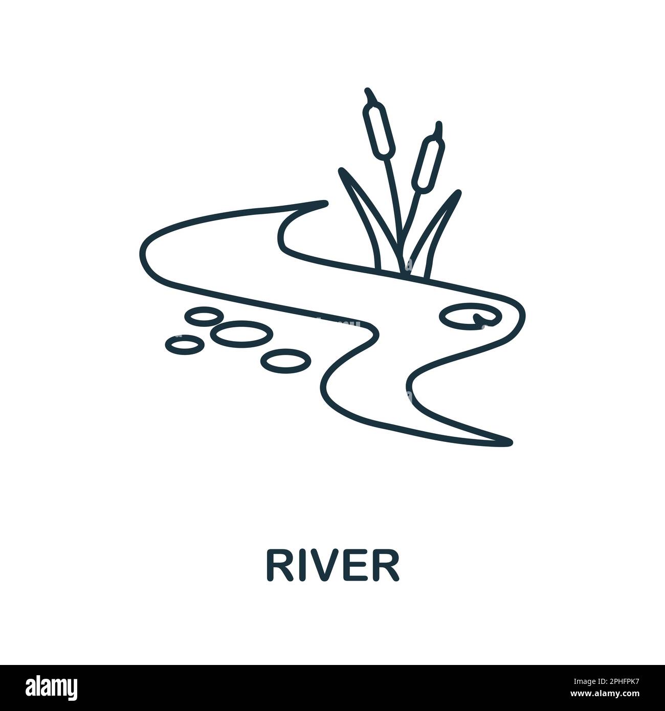 River line icon. Monochrome simple River outline icon for templates