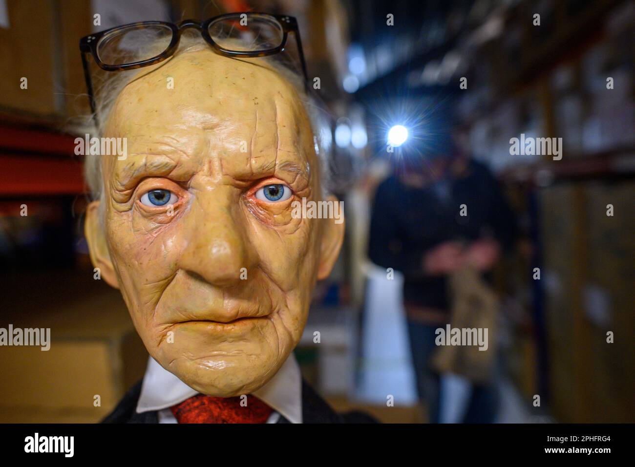 28 March 2023, SaxonyAnhalt, Magdeburg The lifelike puppet "Demetrius