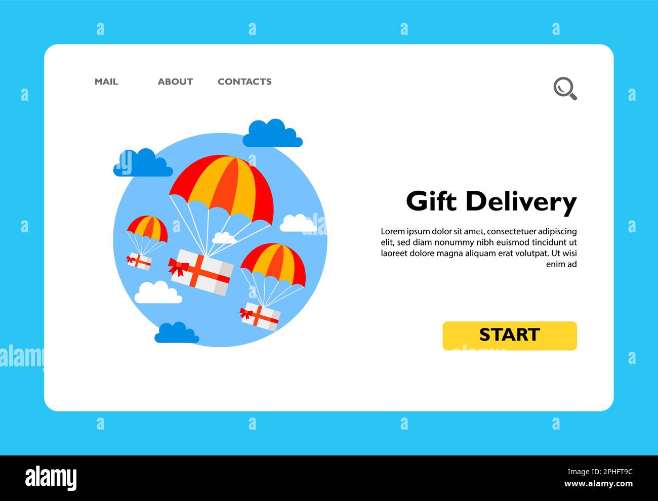 Gift Delivery by Parachutes Icon Stock Vector