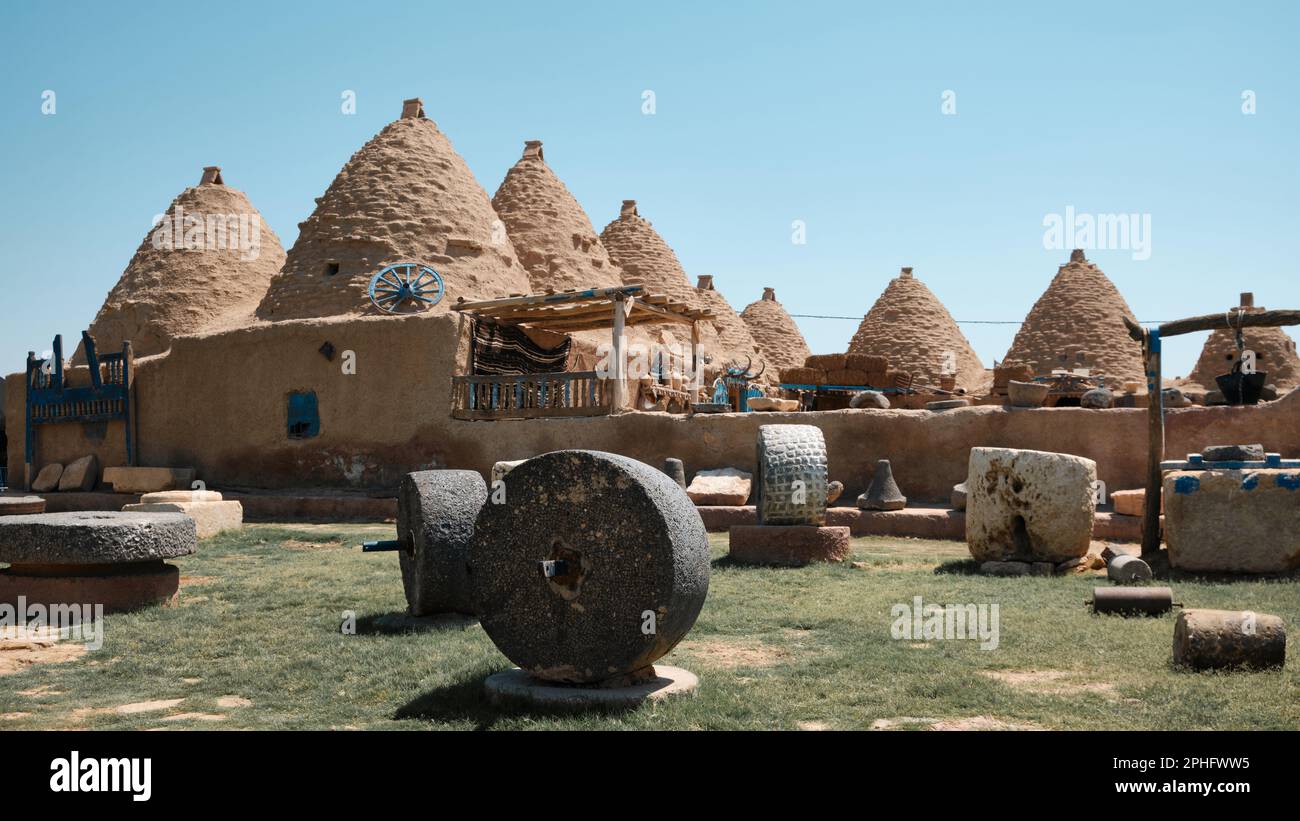 Village of restored traditional mud brick made beehive houses. Harran