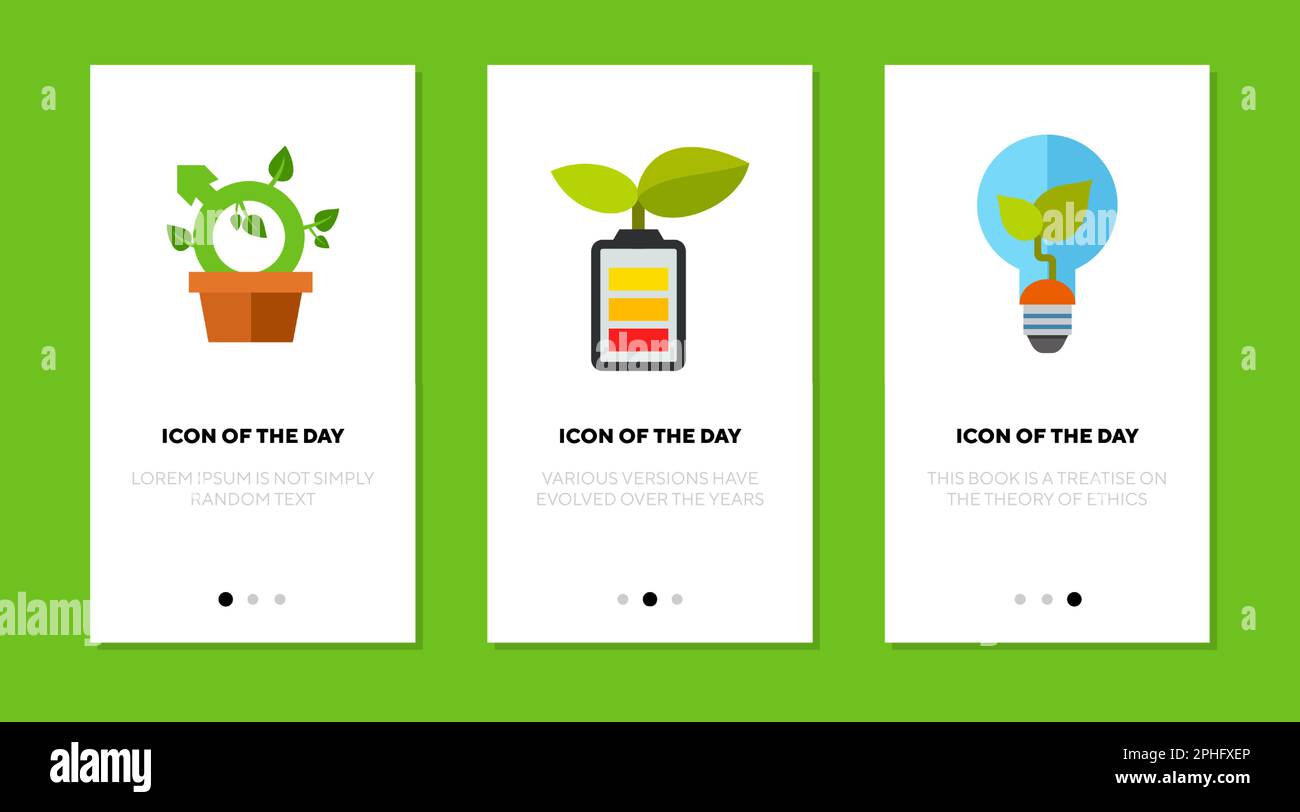 Smart planting flat icon set Stock Vector
