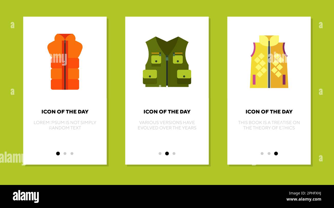 Waistcoat and vest flat icon set Stock Vector