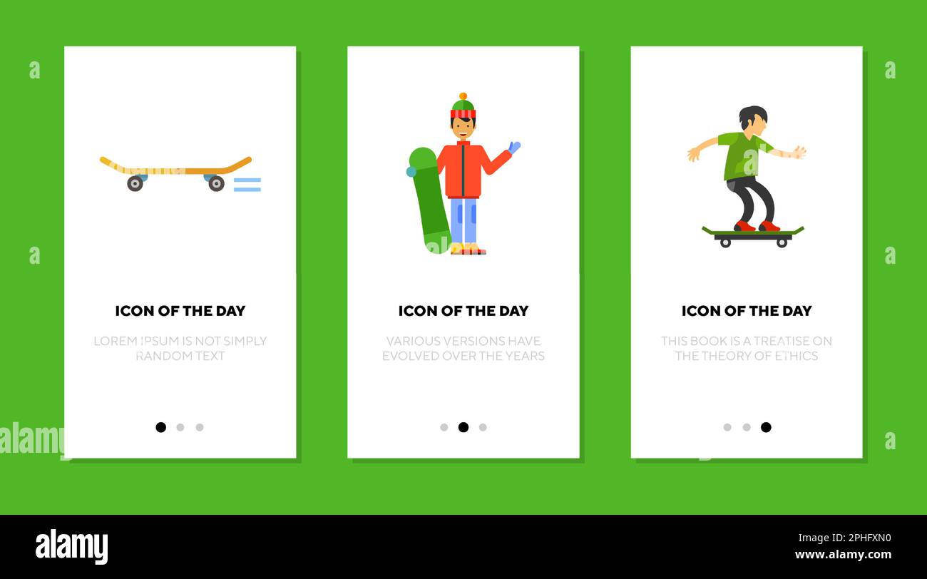 Skateboarding flat icon set Stock Vector