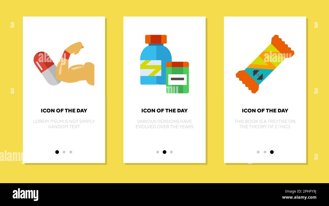 Fitness supplements flat icon set Stock Vector