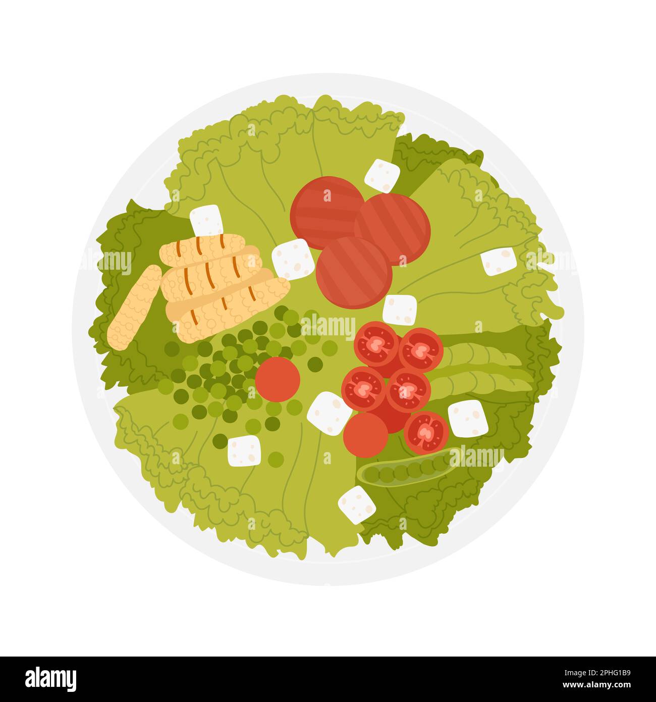 Healthy vegetable salad. Fresh veggie salad bowl, fitness lunch menu vector illustration Stock Vector