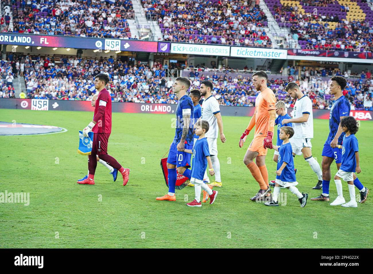 Orlando, Florida, March 27, 2023, El Salvador and USA players entering
