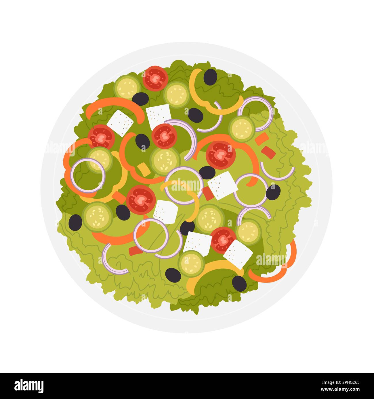 Vegetables fresh salad. Veggie lunch menu, salad bowl, fitness food vector illustration Stock Vector