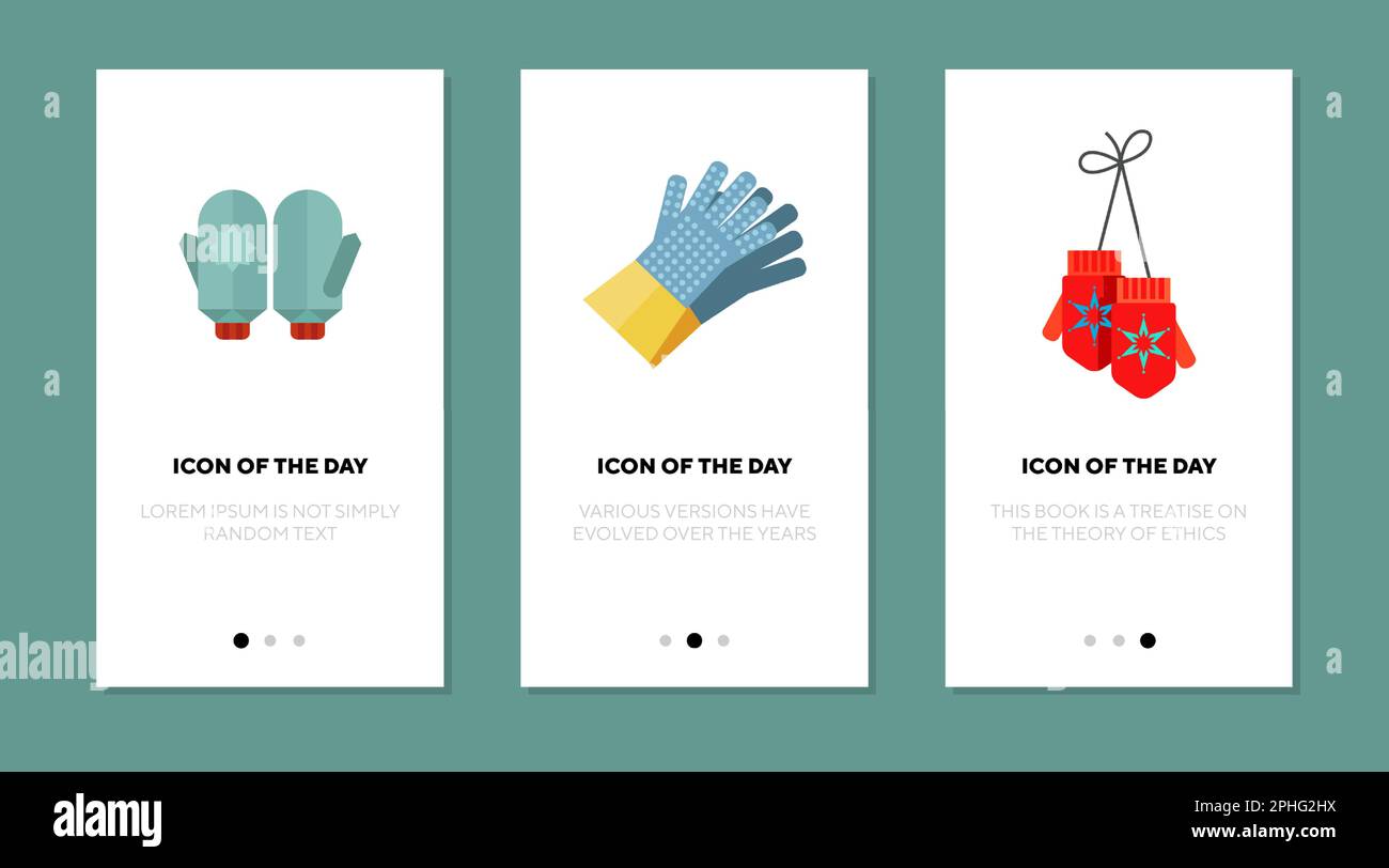 Mittens flat icon set Stock Vector