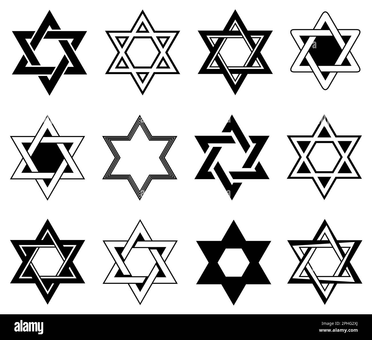 Collage of different Star of David illustrations isolated on white Stock Photo