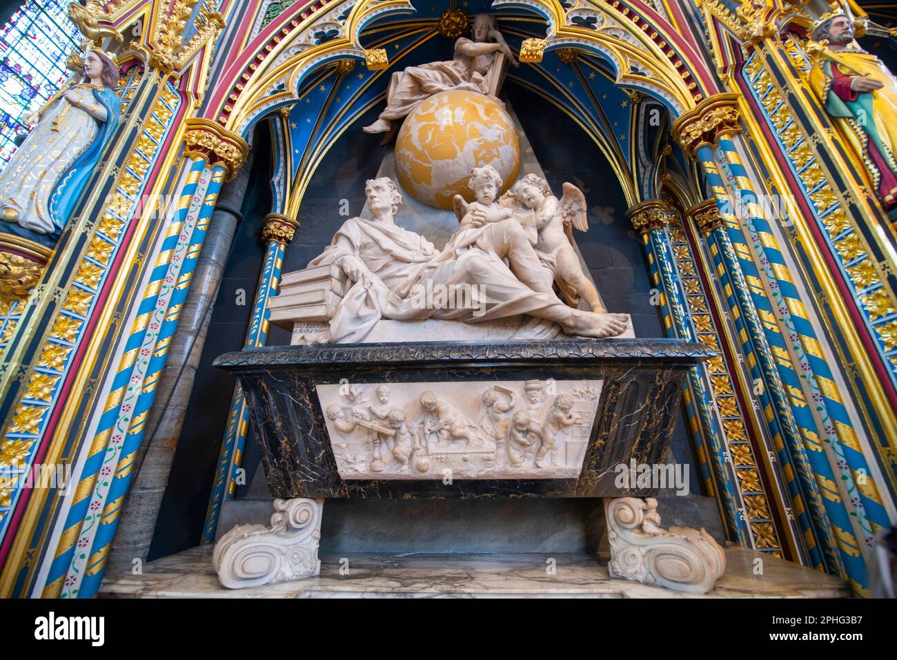 Sir Isaac Newton Monument in Westminster Abbey. The church is World
