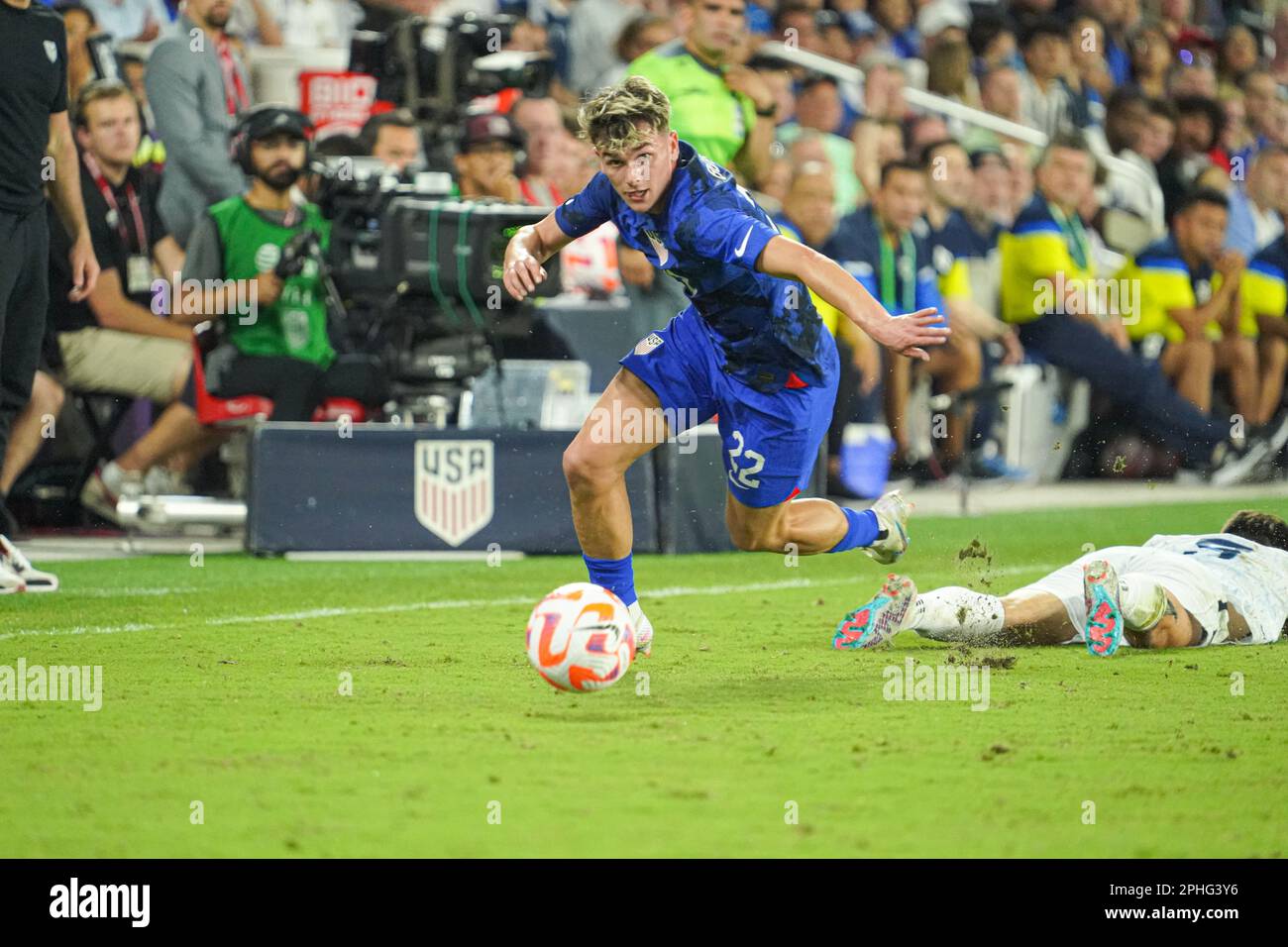 Orlando, Florida, March 27, 2023, USA Midfielder Taylor Booth 22 runs