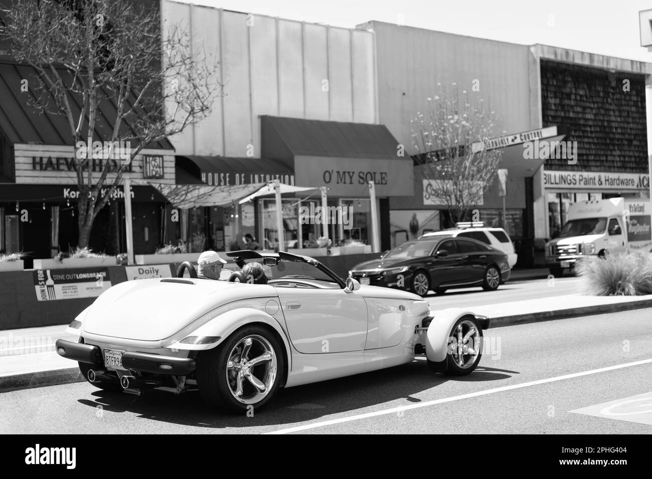 Long Beach, California USA - March 31, 2021: classic car of yellow Chrysler Plymouth Prowler. Stock Photo