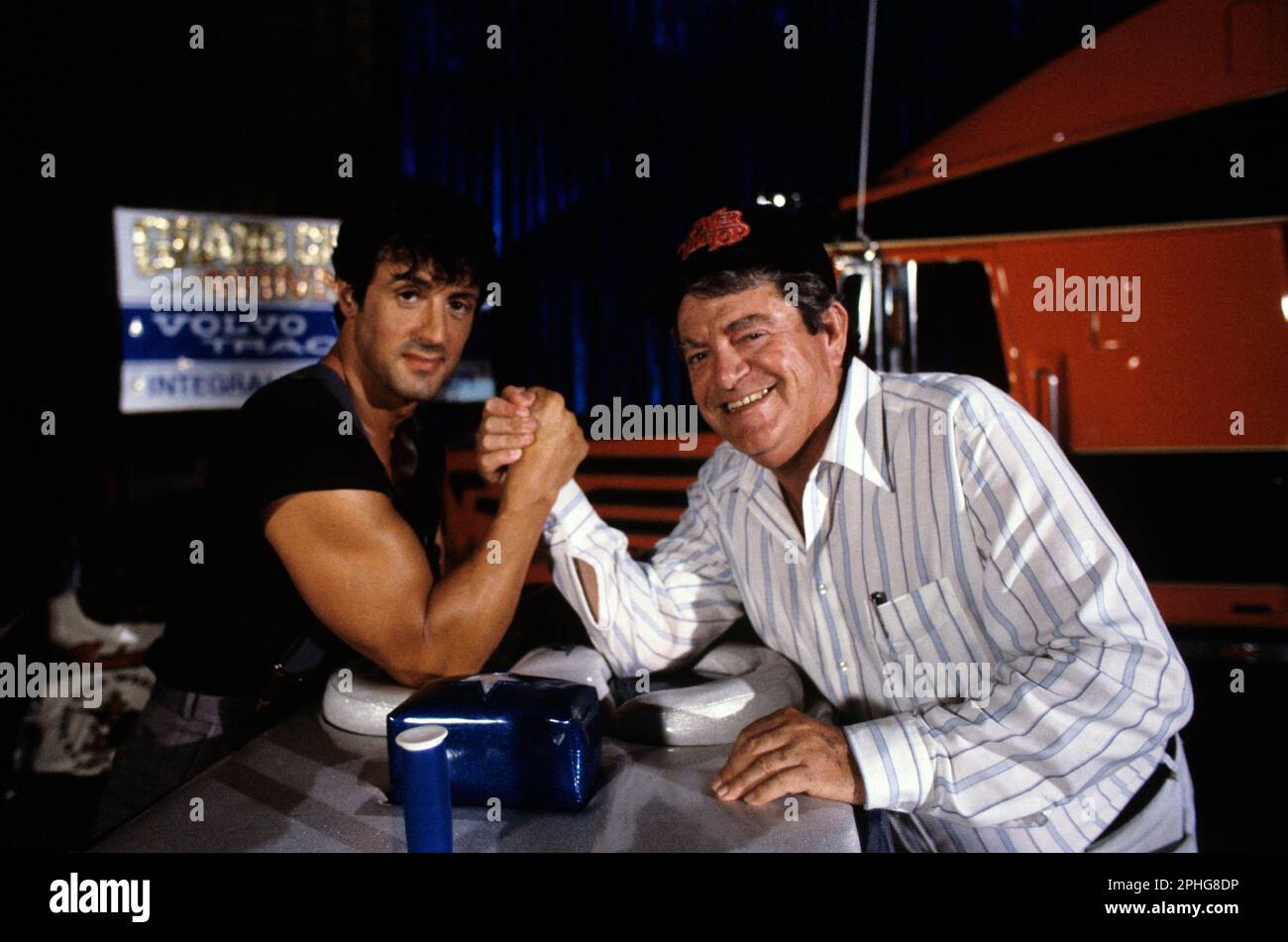 SYLVESTER STALLONE and MENAHEM GOLAN in OVER THE TOP (1987), directed