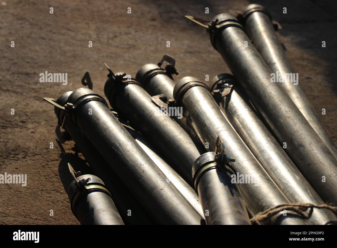 HDPE pipes used in carry water with anti corrosive properties and a metal clamp for joining