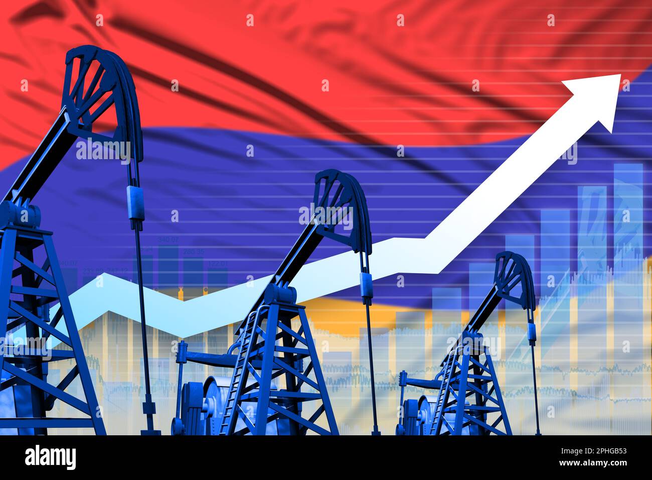 Armenia oil industry concept, industrial illustration - rising up chart ...