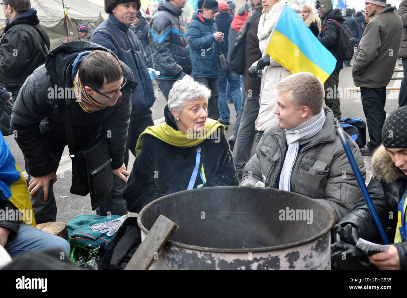 Kyiv - Ukraine - December 15, 2013. The events of the Revolution of Dignity on the Euromaidan in the capital of Ukraine, Kyiv, in 2013 Stock Photo