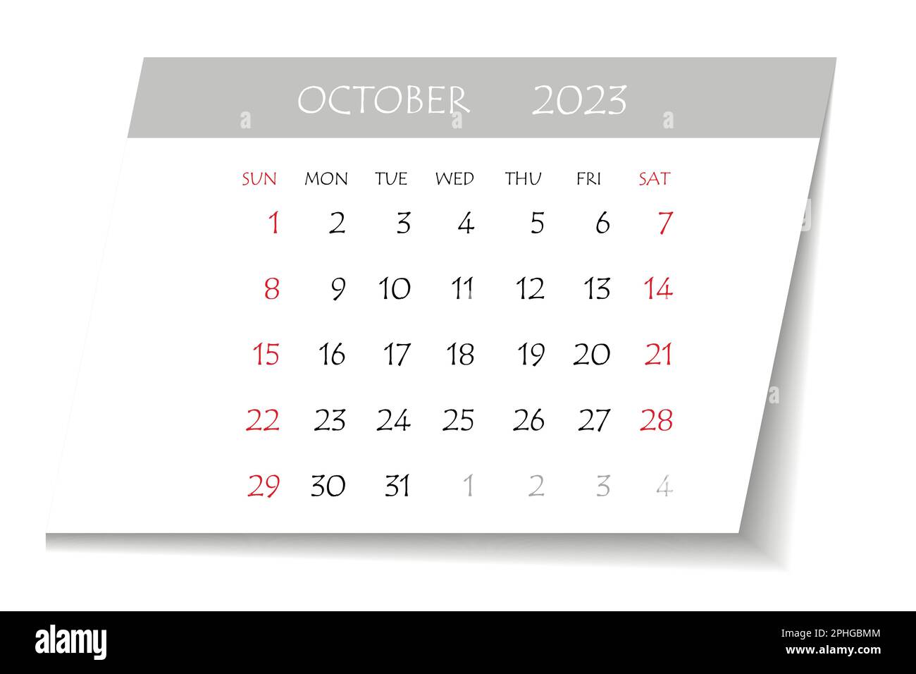 October 2023 calendar planner. Corporate week. Template layout, 12 months  yearly, white background. Simple design for business brochure, flyer, print  Stock Vector Image & Art - Alamy