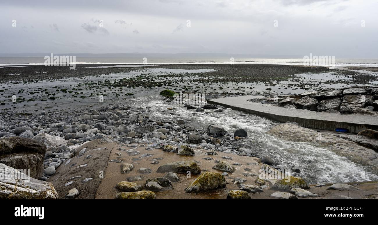 Llantwit Major Beach, Vale of Glamorgan, Wales in winter Stock Photo